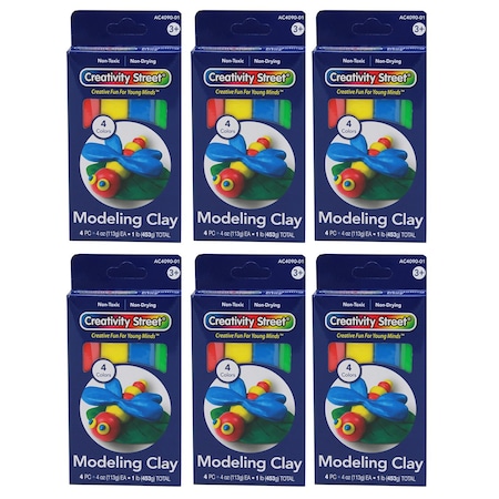 Creativity Street Modeling Clay, 4 Assorted Primary Colors, 4 Sticks/1 lb. Per Pack, 6PK AC409001